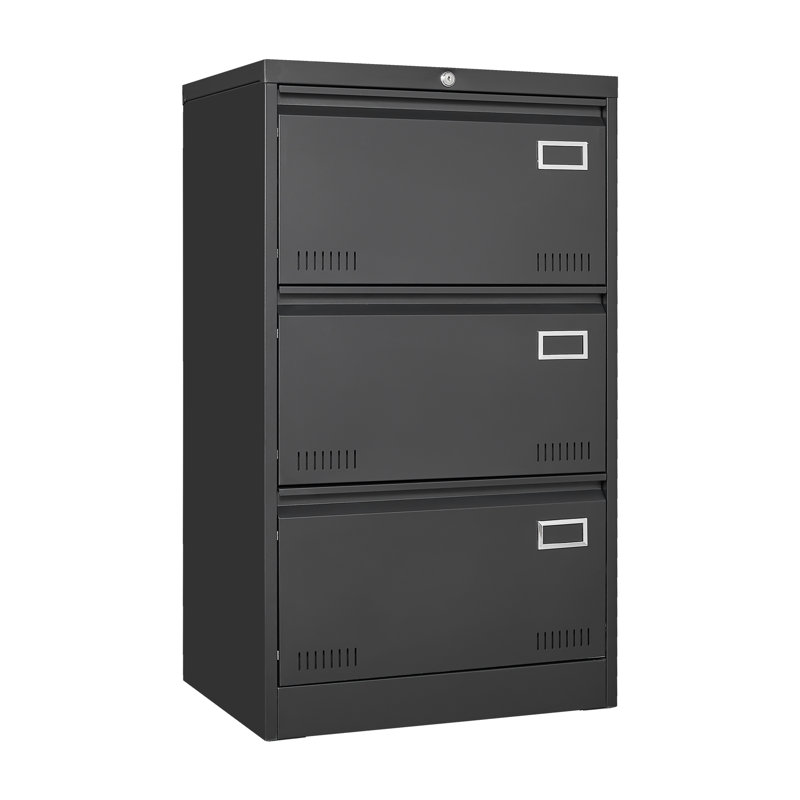 3 Drawer Filing Cabinet, Metal With Lock, Enlarged Storage Capacity, Soundless Slide Rail, - Design, Lockable File Metal, High Capacity &