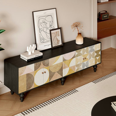 Pine Wood TV Stand with Spacious Storage Cabinets