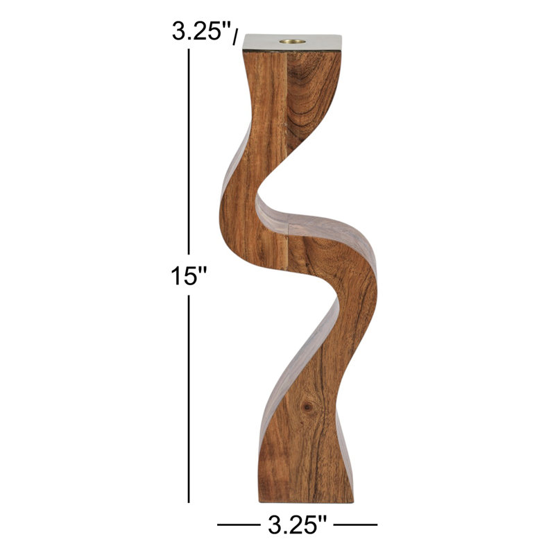 Bougeoir de table en bois d'acacia, H 15 po x l 3,25 po x P 3,25 po