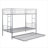 Metal-Constructed Bunk Bed with Trundle for Small Kids Bedroom, Cool Silver, Space-Saving Extra Sleeping Bed Frame