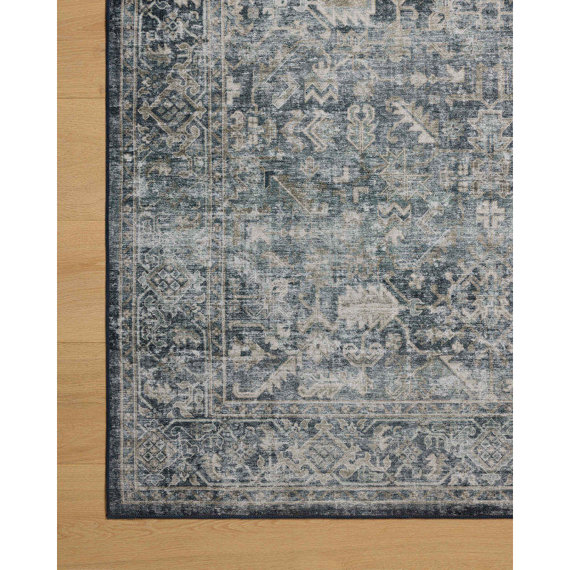 Amber Lewis Ocean and Natural Washable Geometric Wool Rug
