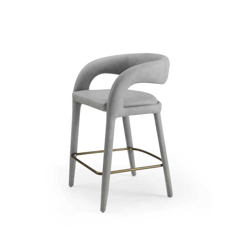 Tabouret de comptoir en cuir Freestyle, gris, 25.6''