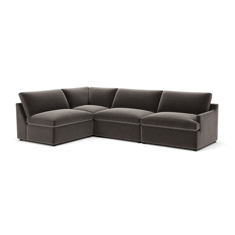 Essex 4-Piece Upholstered Modular Sectional, Andrew Espresso Performance Chenille, Left Hand Facing