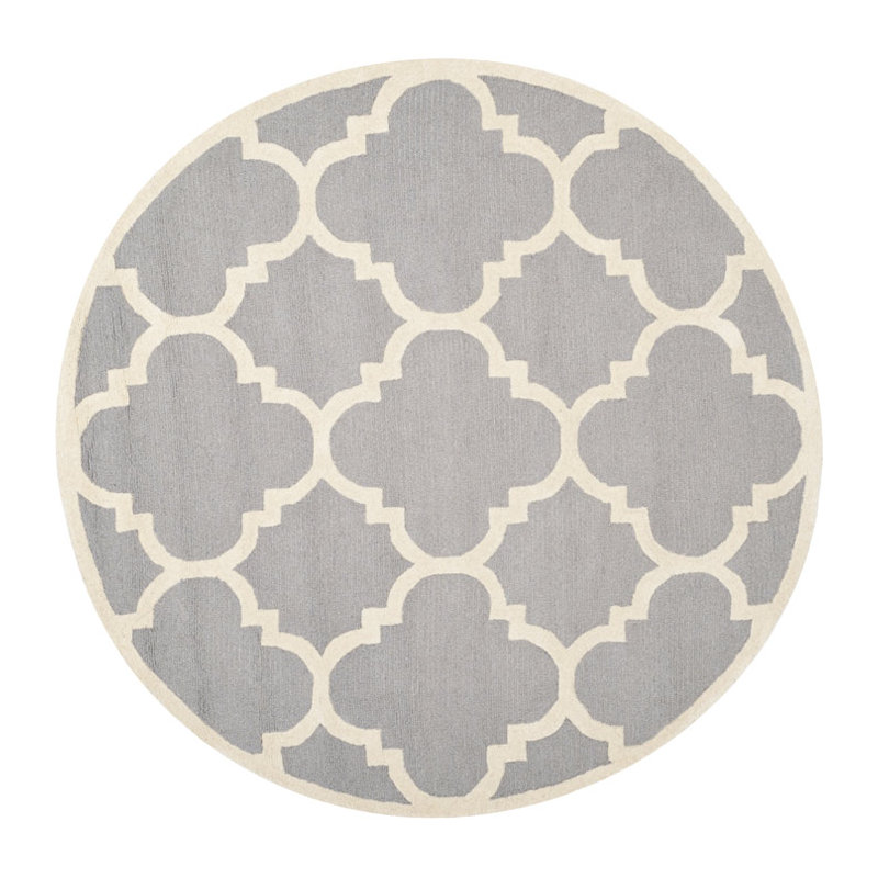 Cannen Hand Tufted Wool Geometric Rug, Round 4'