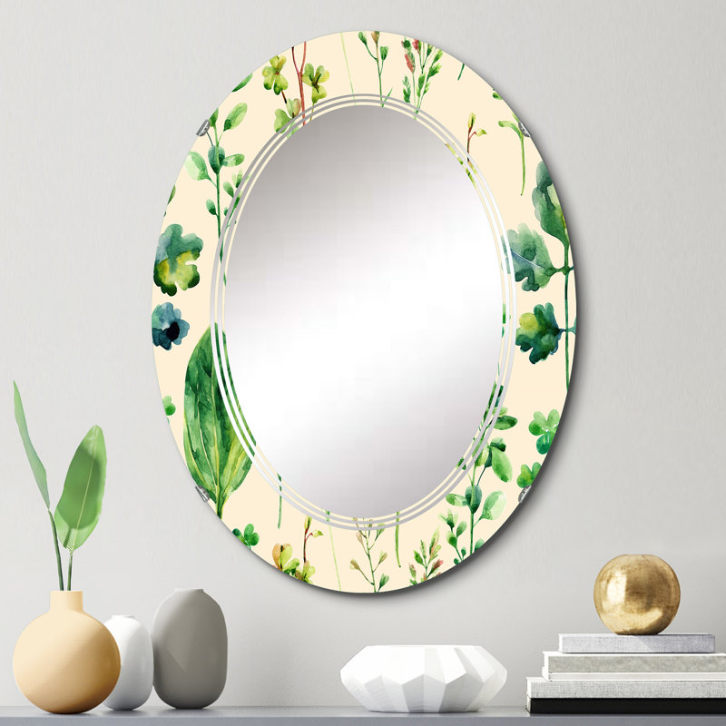 Meadow Weeds and Herbs I - Miroir mural traditionnel ovale, 30 po x 20 po