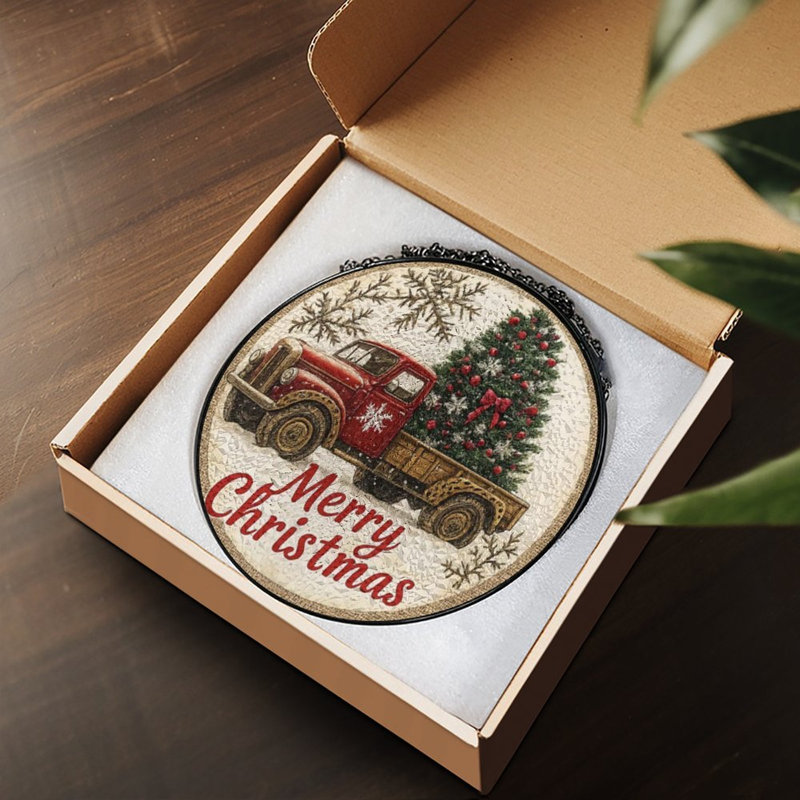 Merry Christmas Truck, 7,8 x 7,8 po (20 x 20 cm)