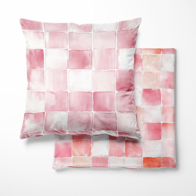 Coussin décoratif patchwork 2 pièces - rose et blanc