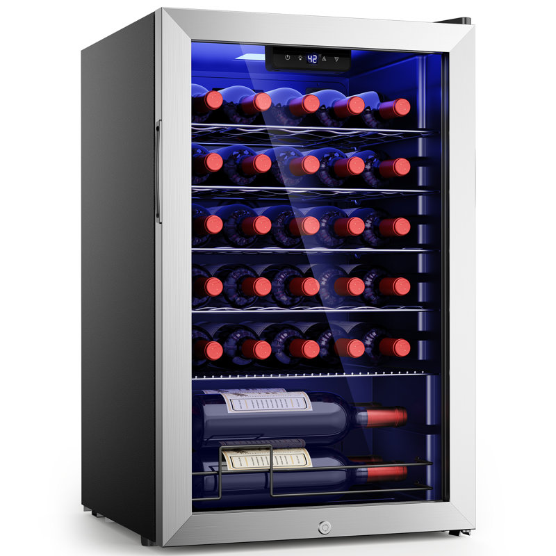 Simzlife 20-inch Wide 3.2 Cubic 30-bottle Wine Refrigerator, Freestanding Design, Suitable for Red Wine, White Wine and Champagne, With Temperature Control