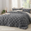 Ensemble d'édredon grand lit gris foncé, ensemble de lit capitonné Boho, literie à carreaux de style Shabby Chic, 3 pièces, 1 édredon géométrique à carreaux et 2 taies décoratives-1960535221-1960535227