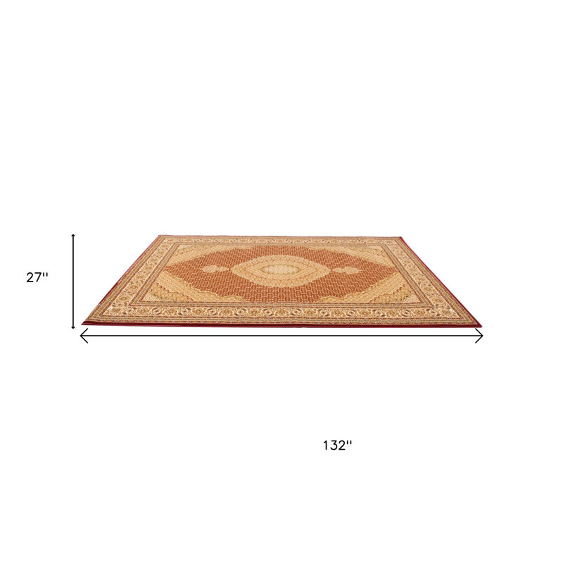 11' Red And Beige Moroccan Runner Rug