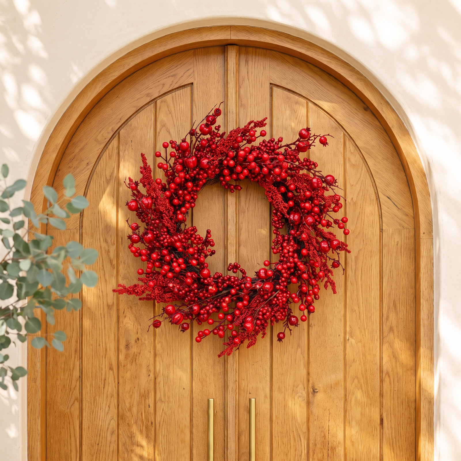 20" Artificial Farmhouse Twig Blossom Cluster Berry Christmas Day Winter Wreath For Front Door