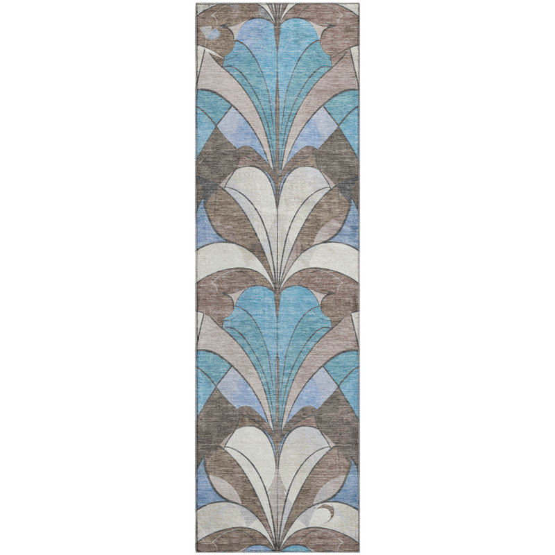 Premium Machine Washable Mayfield modern Rug, 2'3" x 7'6" Runner, Brown
