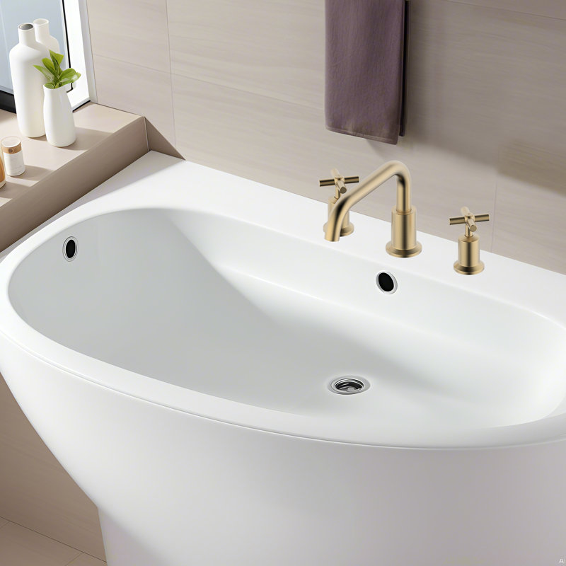 Robinet de baignoire romaine à deux poignées Derengge, Or brossé