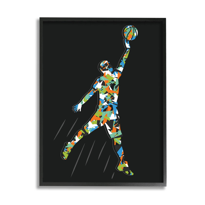 Art à giclée encadrée de joueur de basketball à motifs par Arrolynn Weiderhold, H 14 po x l 11 po x P 1,5 po