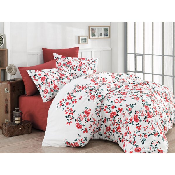 Bless International Cotton Satin Floral Duvet Cover Set 