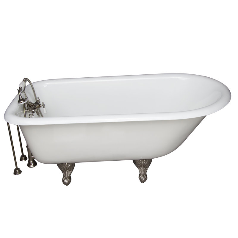 54'' x 30'' Soaking Cast Iron Bathtub, Polished Nickel