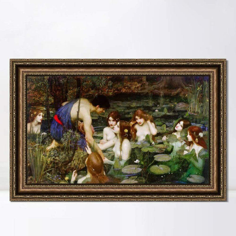 Impression sur toile encadrée, "Hylas and the Nymphs" par John William Waterhouse, art mural, salon, décorations de bureau à domicile