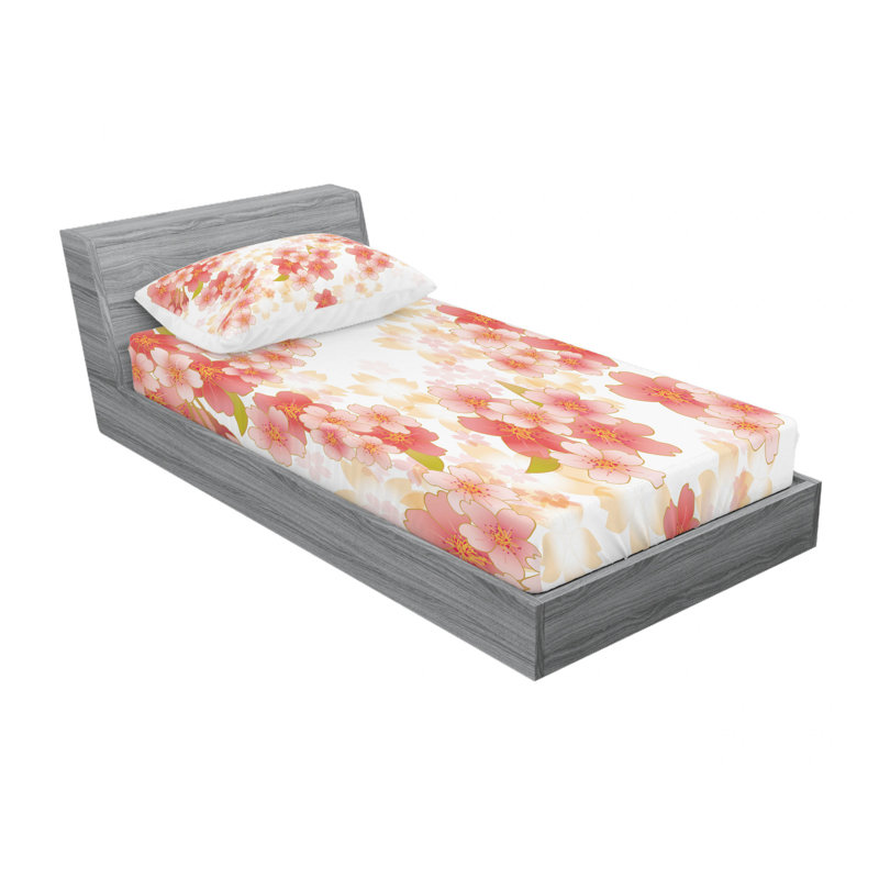 Microfiber Floral Sheet Set, Twin XL Sheet Set with Fitted Sheet
