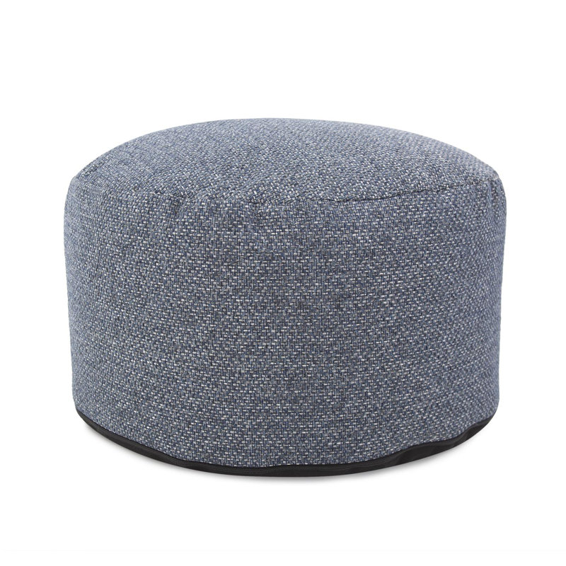 Pouf rond de 22 po de largeur, Polyester indigo Panama