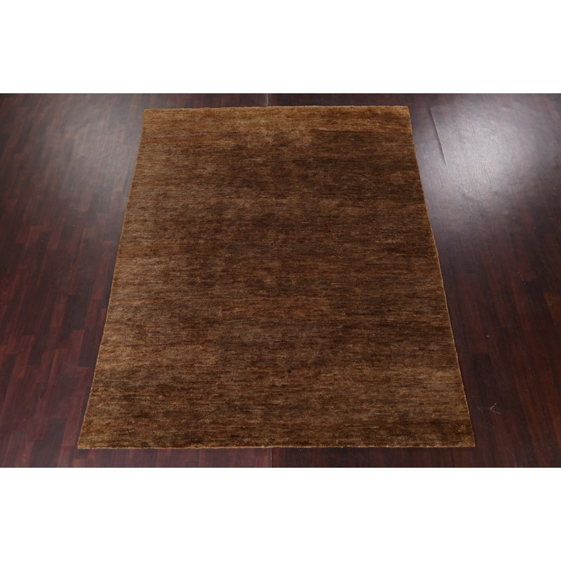 Tapis unique en jute / sisal brun noué à la main 7 pi 10 po x 9 pi 9 po