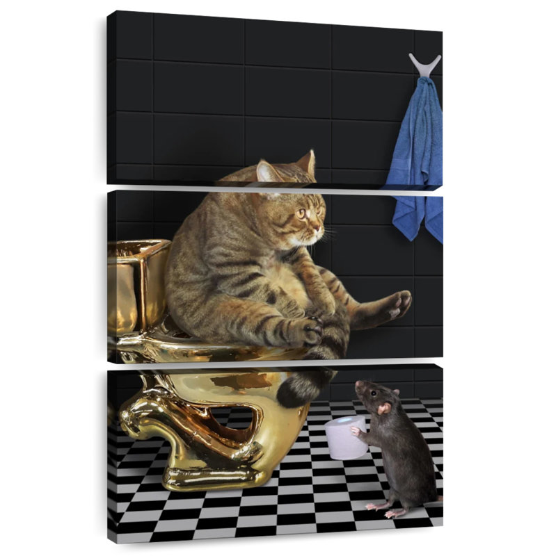 Ketti Cat And Rat Toilet Time, 74" H x 48" W
