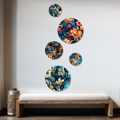 Dean - ensemble d'art mural rond floral glamour de 5