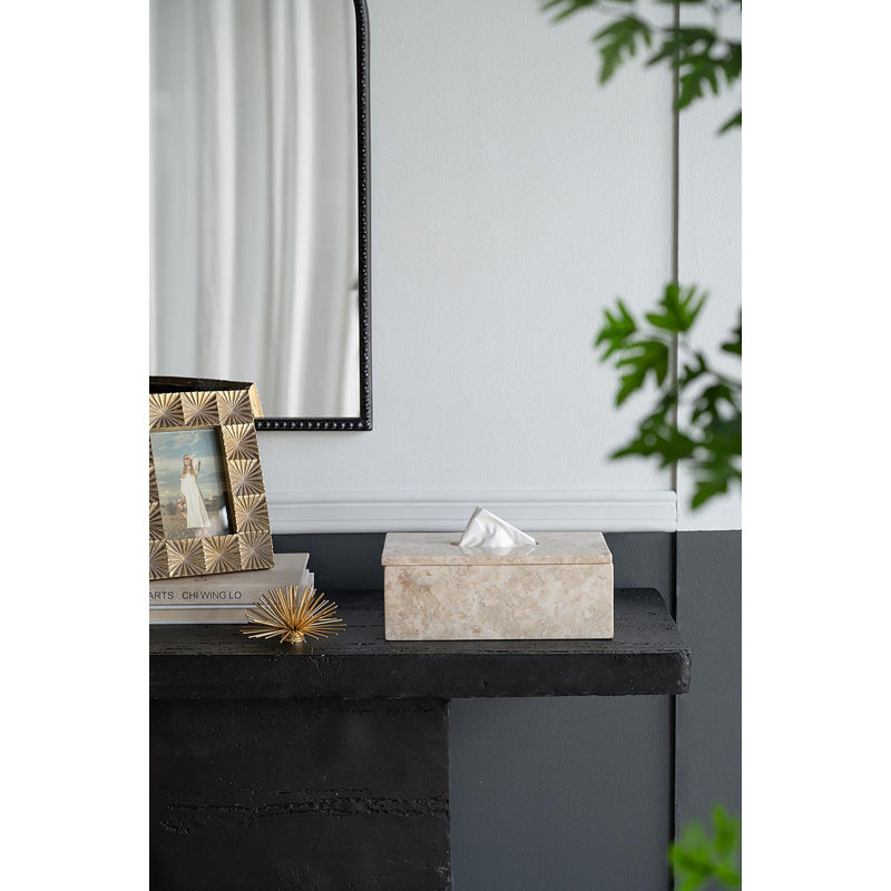 Rectangular Cream Marble Tissue Box Cover