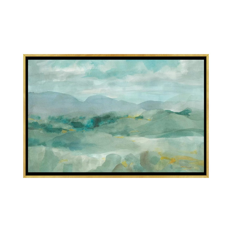 « Green Mountain View » par Danhui nai-impression, H 40 po x l 60 po x 1,5 po, Toile encadrée d'or, Pas de tapis