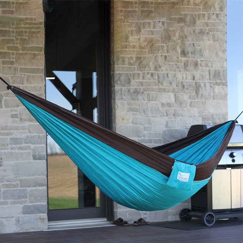 Hamac de camping double Kylee Parachute, Double, Chocolat et turquoise