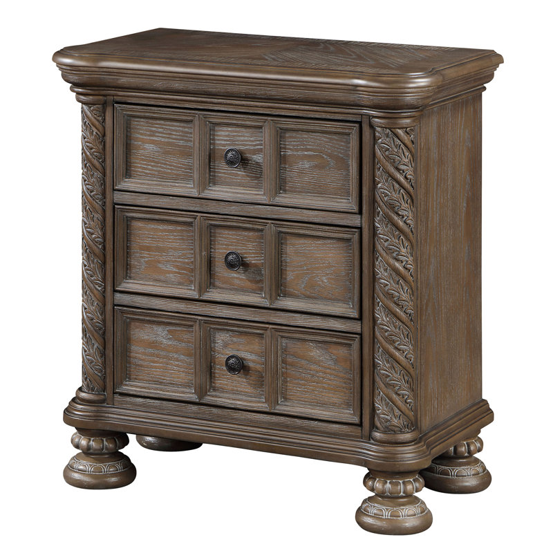 Table de chevet 3 tiroirs gris Eiyanna
