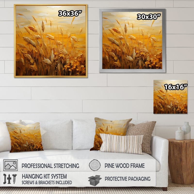 " Golden Harvest I ", 36" H x 36" W x 1.5" D, Black Floater Framed