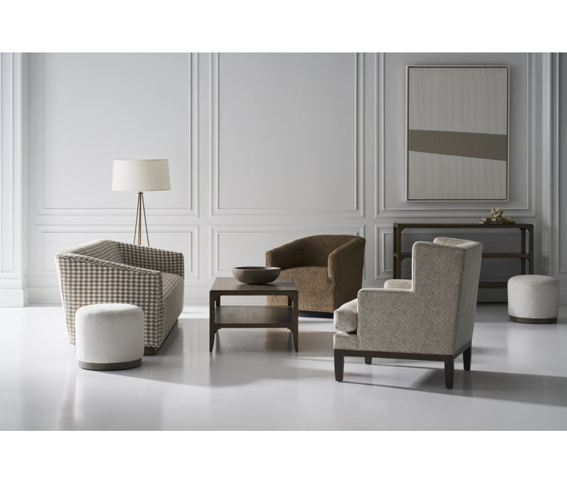 Corbin Round Ottoman, 4787 Mineral, French Oak
