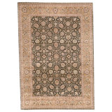 Hand Knotted Wool Area Rug in Black And Gold