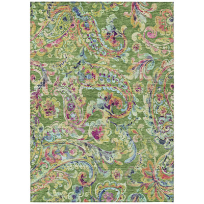 Tapis intérieur lavable 8 pi x 10 pi vert fougère et vert artichaut