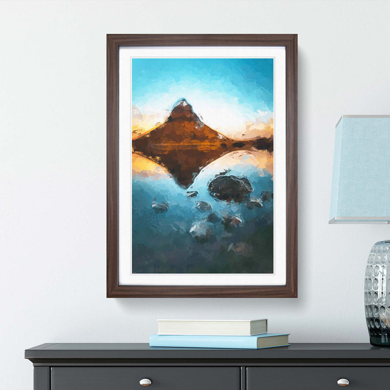 Kirkjufell Mountain in Iceland in Abstract - Picture Frame Graphic Art Print, Walnut, 76cm H x 50cm W x 2cm D