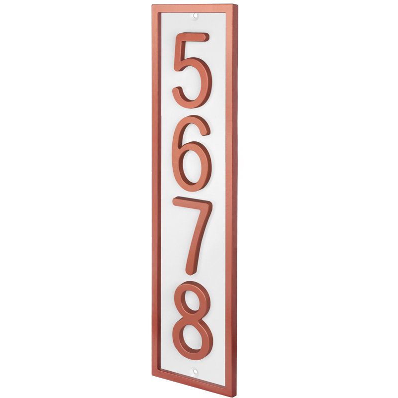 Plaque d'adresse flottante en aluminium Royal Shade, Cuivre, Oui, Blanc