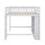 Lit mezzanine double avec tablettes de rangement ouvertes et échelle-192397039