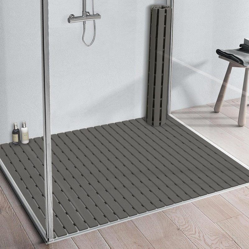Tapis de douche antidérapant antidérapant, facile à couper, tapis de cabine de douche autoportant, tapis de douche pour salle de bain robuste