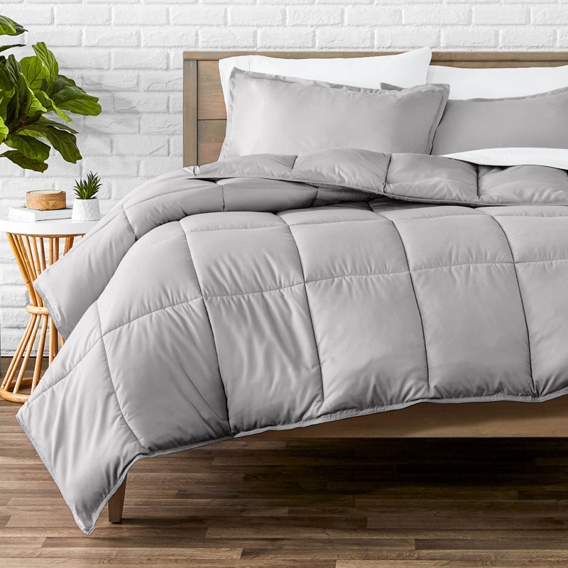 Soft All Season Comforter Set, Light Gray, Twin Comforter + 1 Standard Sham