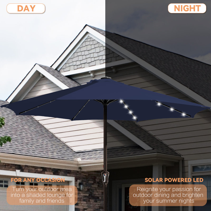 Parasol de marché avec manivelle Beka, Marine, H 99,6 po x l 132 po x P 132 po