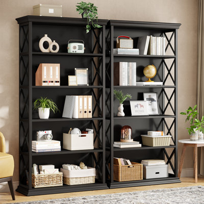 Étagère à livres 71 ", bibliothèque industrielle à 5 tablettes pour bureau à domicile, salon