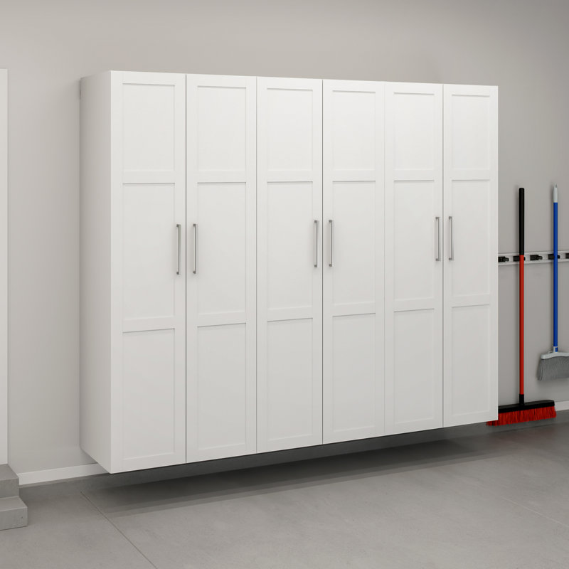Garage Core 3 Deep Cabinetss & Doors In White, 83.07"H x 101.58"W x 24.17"D