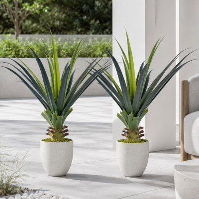 Agave artificielle 3 pi, plante de sol en sisal à un paquet pour la décoration de patio intérieur et extérieur (ensemble de 2 plantes en sisal artificiel)