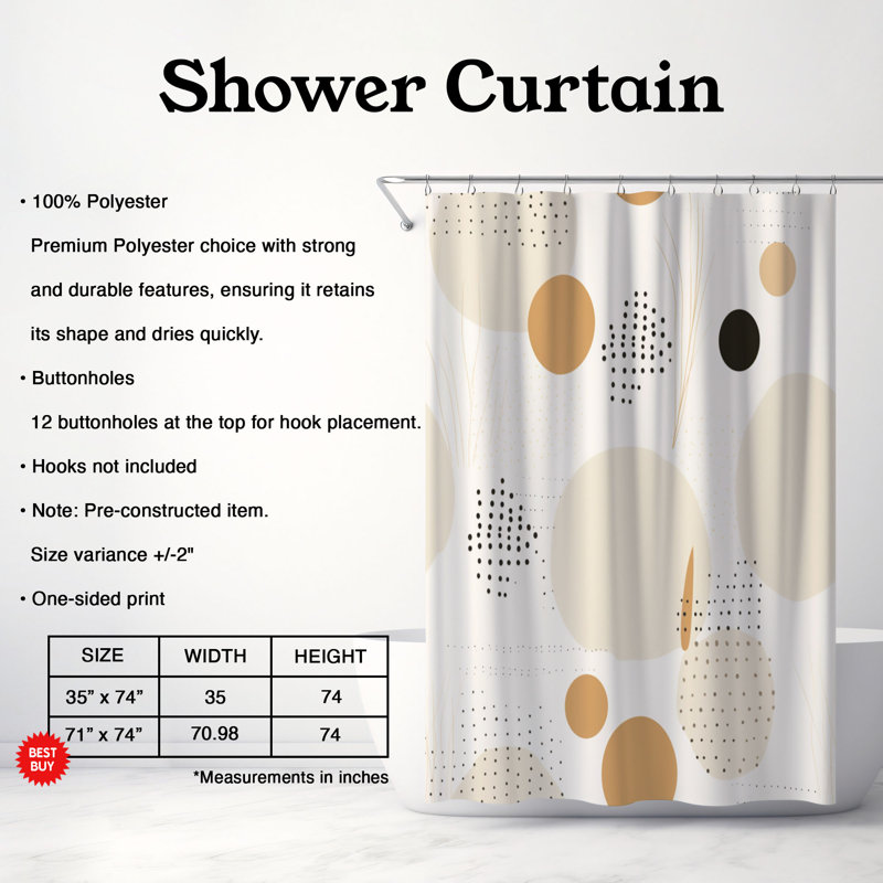 Rideau de douche Subtle Boho - Premium 51, H 74 po x l 71 po