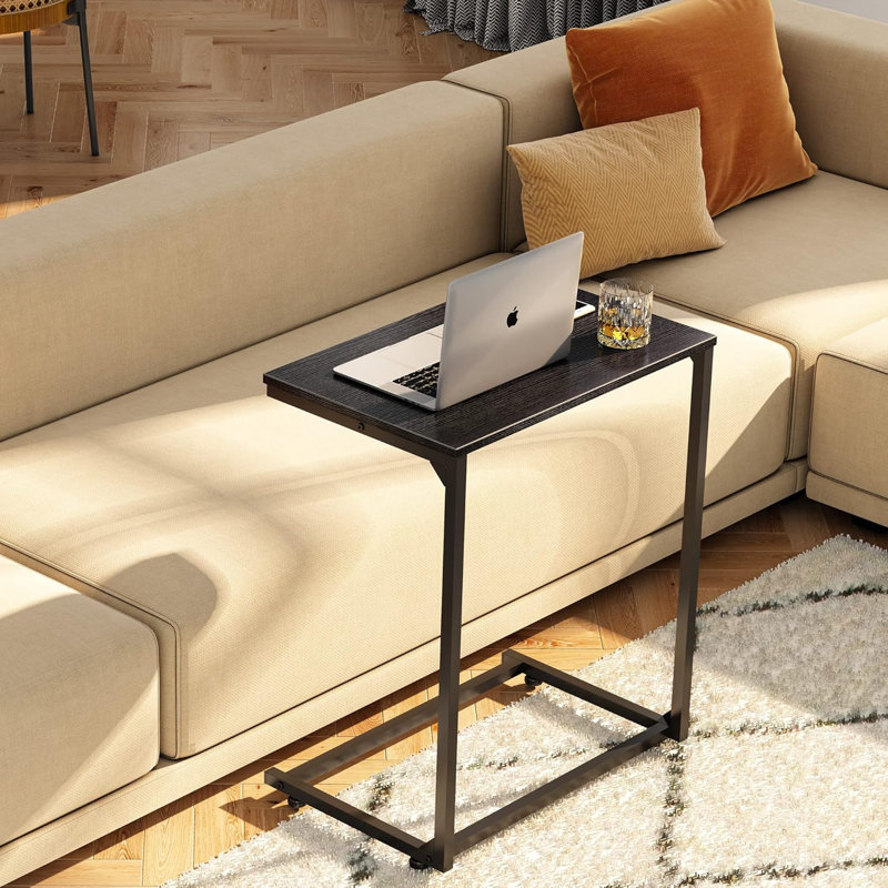22.8" W C-Shaped Side Table, Small End Table For Couch, Sofa, Black