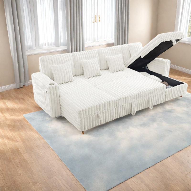 Canapé modulaire multifonctionnel en velours côtelé avec rangement et canapé, canapé beige moderne pour la maison