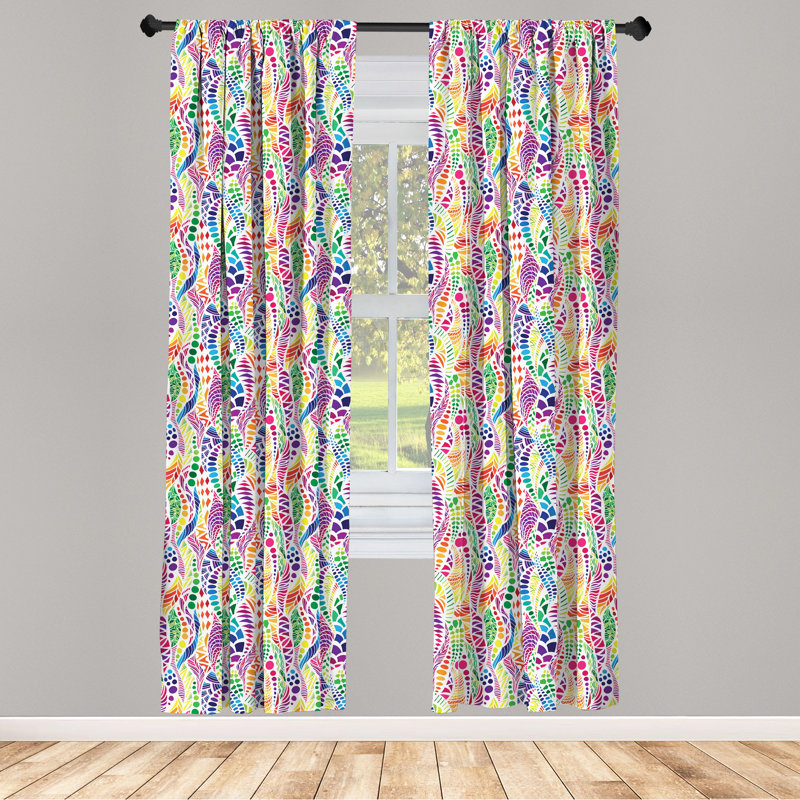 Geometric Semi-Sheer Rod Pocket Curtain Panels, 28" x 84"