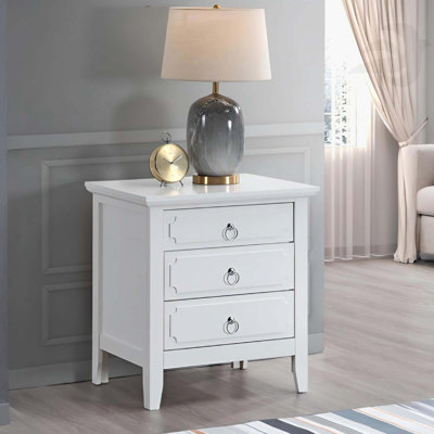 Table de chevet 3 tiroirs blanche
