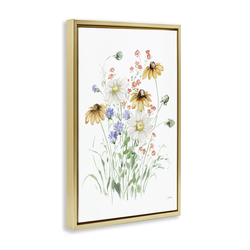 Summer Garden Blooms Gold Framed Floater Canvas by Katrina Pete, 25" H x 17" W, Metallic Gold Floater Frame