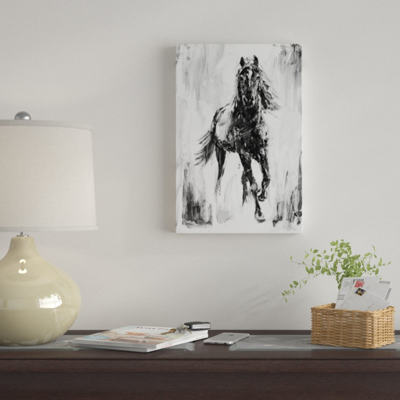 « rustique stallion i », impression sur toile, H 26 po x l 18 po x P 1,5 po, Toile avec cadre noir, Pas de tapis